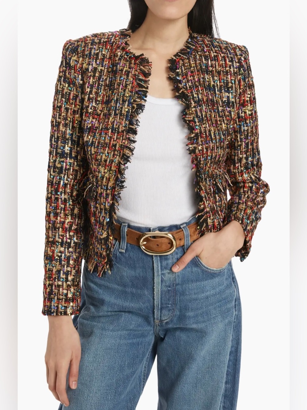 L'AGENCE Angelina Tweed Plaid Jacket